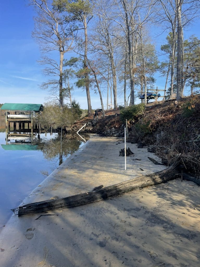 Eroded shoreline before living shoreline restoration by Native Shorelines